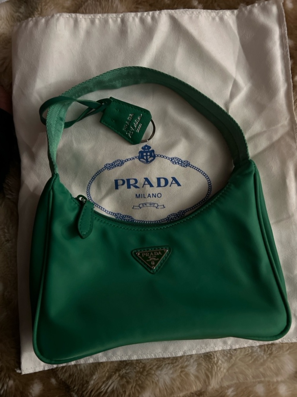 Prada Green Nylon Shoulder Bag
